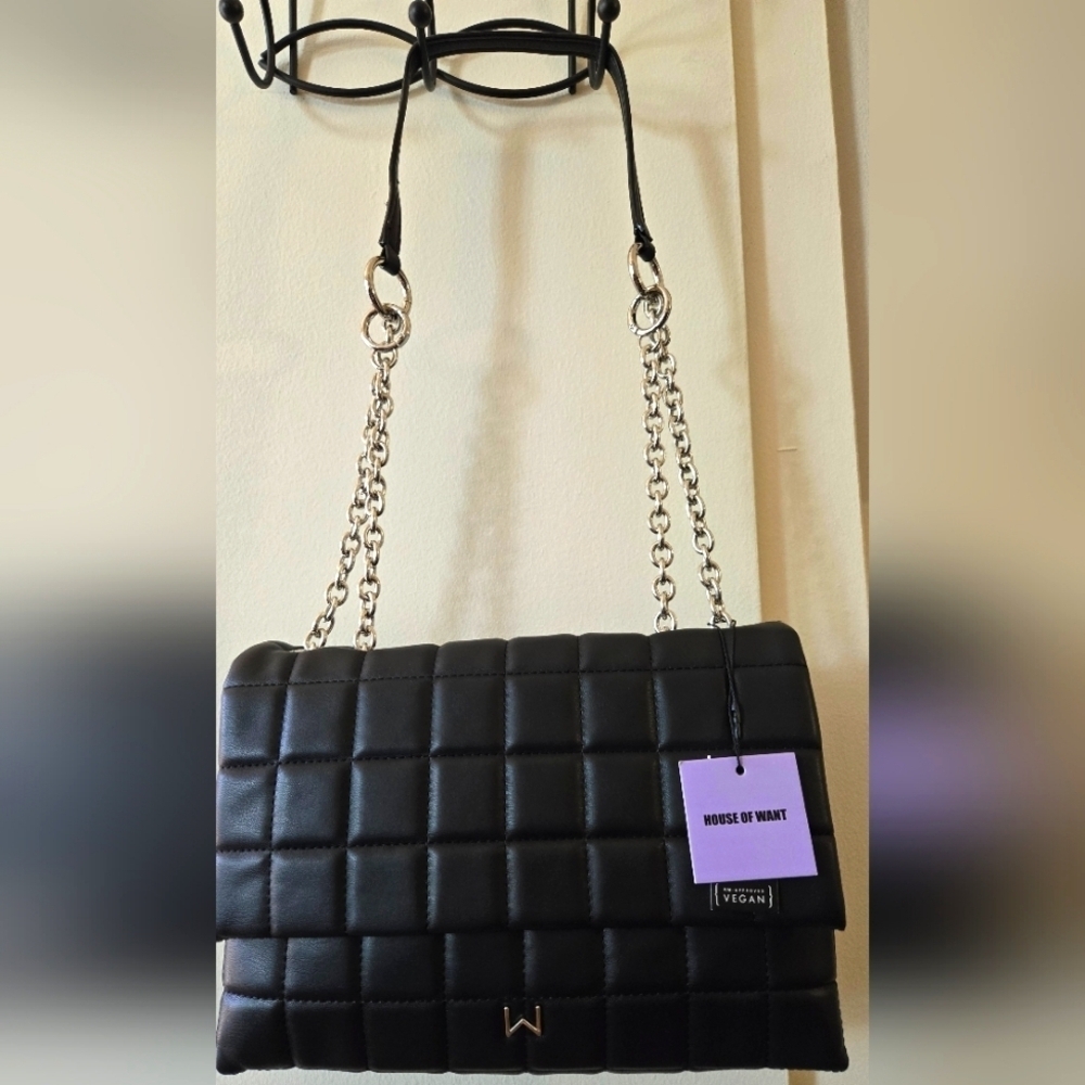 House of Want, Peta Cert. Vegan, Quilted Shoulder Hand Bag NWT